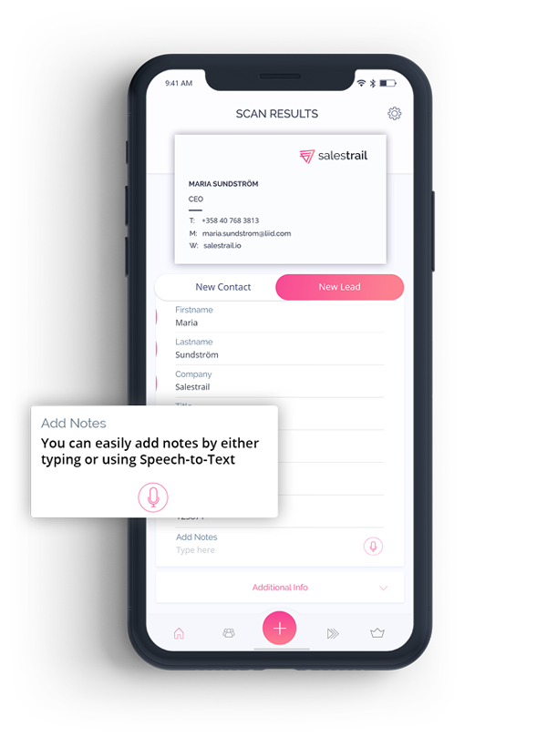Scanned business card to Salesforce with custom field
