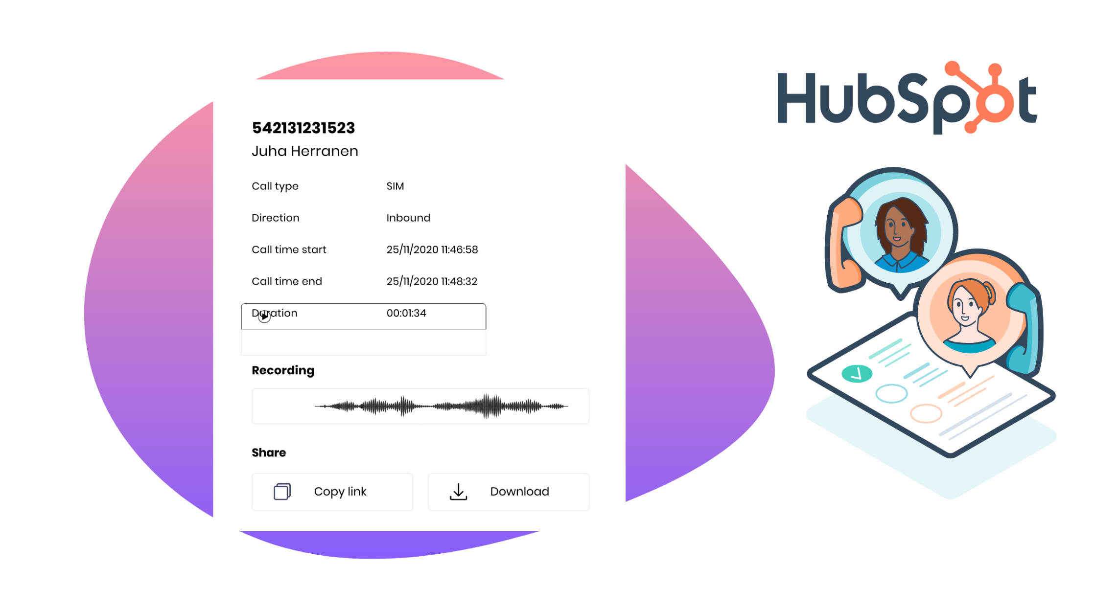 Hubspot call recording