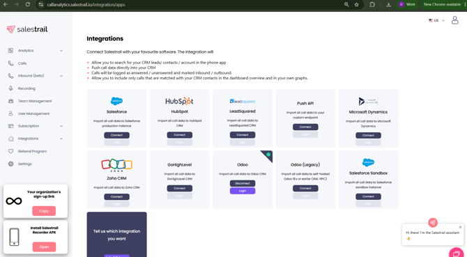 SalestrailIntegrationsPage