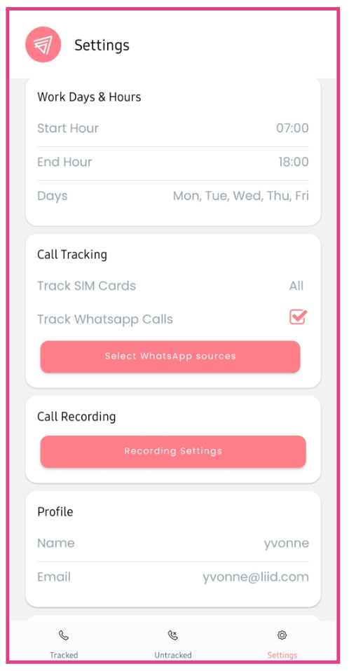Set up the Android app to track calls