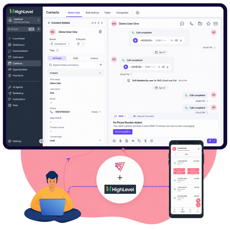 GoHighLevel (GHL) Call Recording Integration with Salestrail 1 GoHighLevel (GHL) Call Recording Integration with Salestrail 1