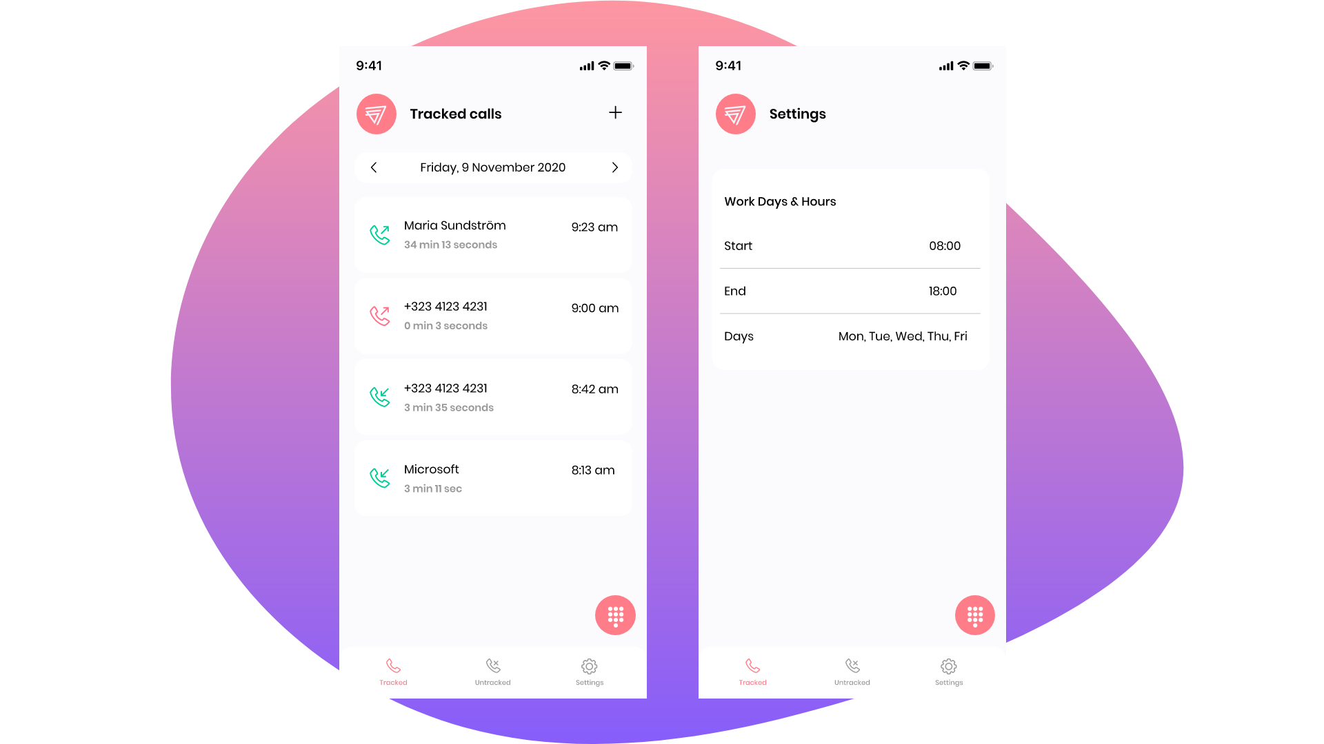 App screen- Tracked calls + settings (1)