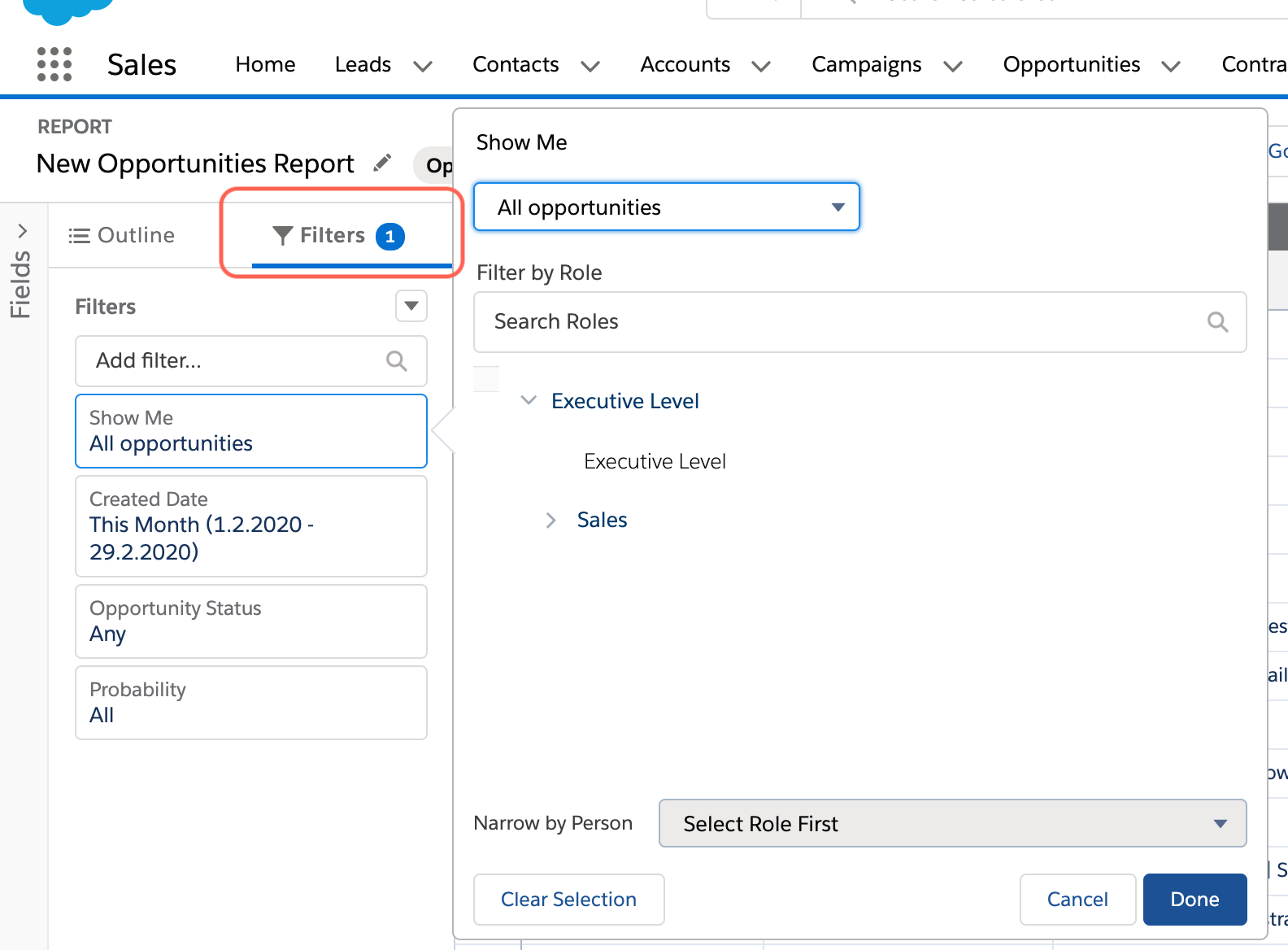 salesforce report filters big screenshot