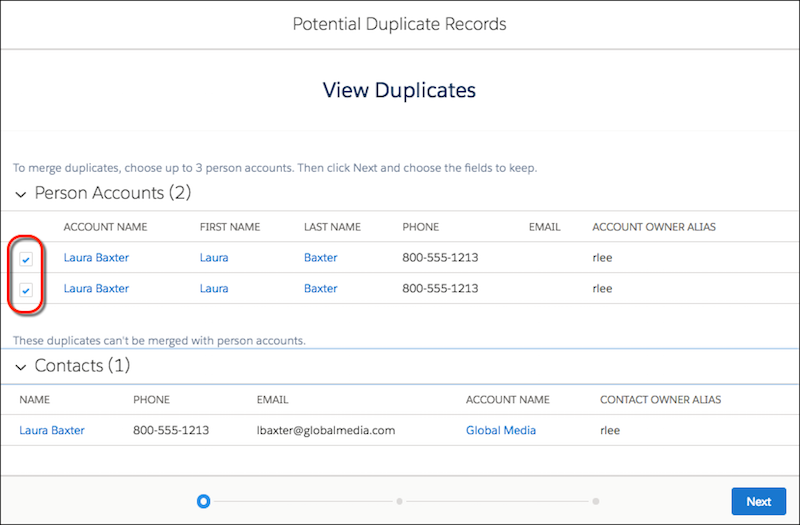 merging accounts salesforce lightning