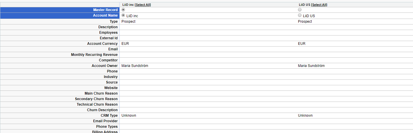 merging accounts salesforce classic